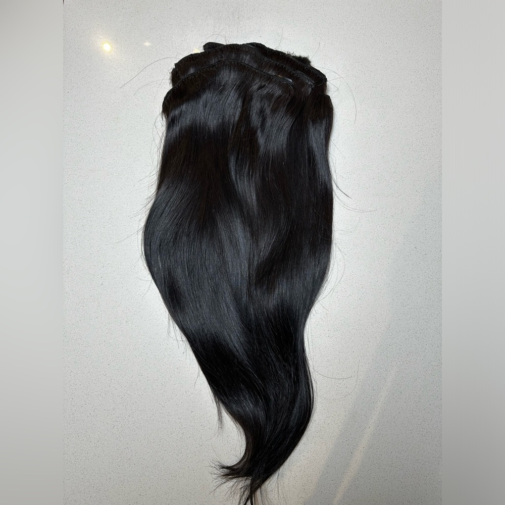 Custom clip in hair extensions 100% human hair 7 pieces doubled weft 18 to 20in